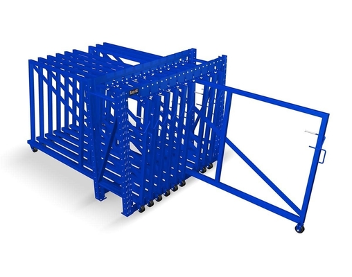 Powder Coating Steel Industrial Flat Sheets Roll Out Rack For Cut Pieces Partial Sheets
